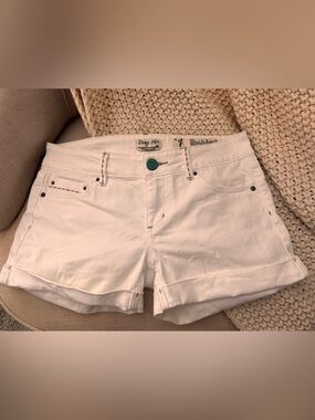 Indigo Rein White Cuffed Denim Shorts